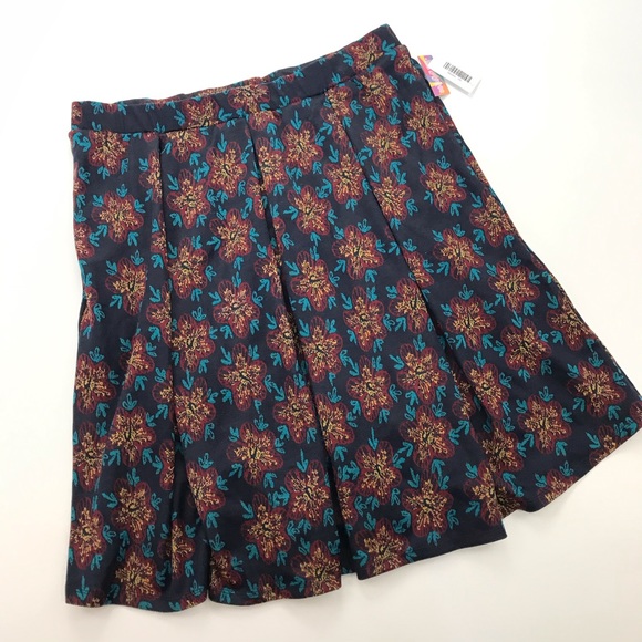 LuLaRoe Dresses & Skirts - LuLaRoe Madison Pleated Skirt Navy Floral Sz 2XL